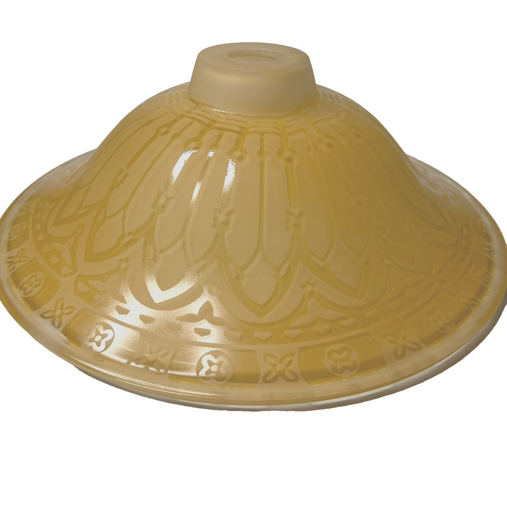 Murray Feiss Casbah Lighting Replacement Peach Glass Repeating Floral Etched Vtg